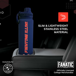 Illinois Fighting Illini NCAA Stainless Steel Water Bottle - Navy