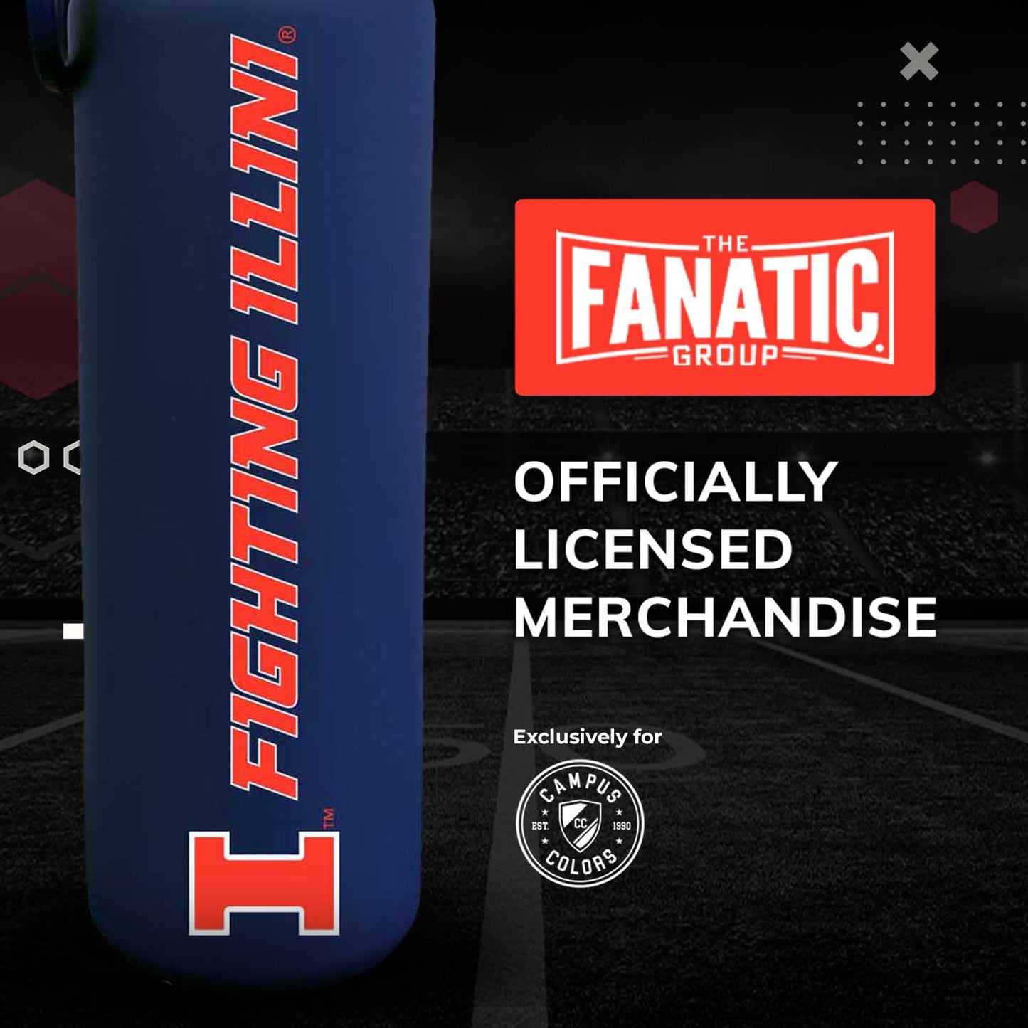 Illinois Fighting Illini NCAA Stainless Steel Water Bottle - Navy