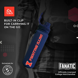 Illinois Fighting Illini NCAA Stainless Steel Water Bottle - Navy