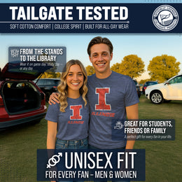 Illinois Fighting Illini Adult MVP Heathered Cotton Blend T-Shirt - Navy