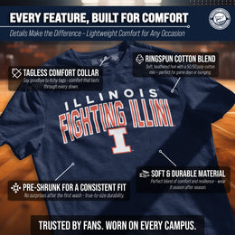 Illinois Fighting Illini NCAA Adult Unisex Starting Fresh T-Shirt - Navy Heather