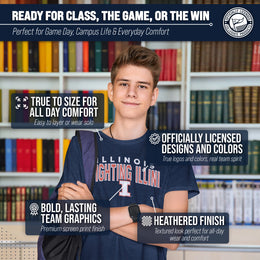 Illinois Fighting Illini NCAA Adult Unisex Starting Fresh T-Shirt - Navy Heather