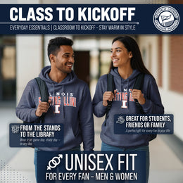 Illinois Fighting Illini NCAA Adult Unisex Starting Fresh Heathered Hooded Fleece Sweatshirt - Navy Heather