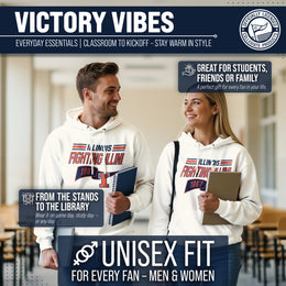 Illinois Fighting Illini NCAA Adult Unisex Varsity Club Pennant Hooded Fleece Sweatshirt - Off White