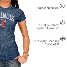 Illinois Fighting Illini University Women's T-Shirt  - Navy
