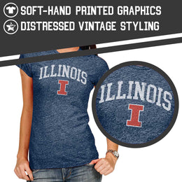 Illinois Fighting Illini University Women's T-Shirt  - Navy