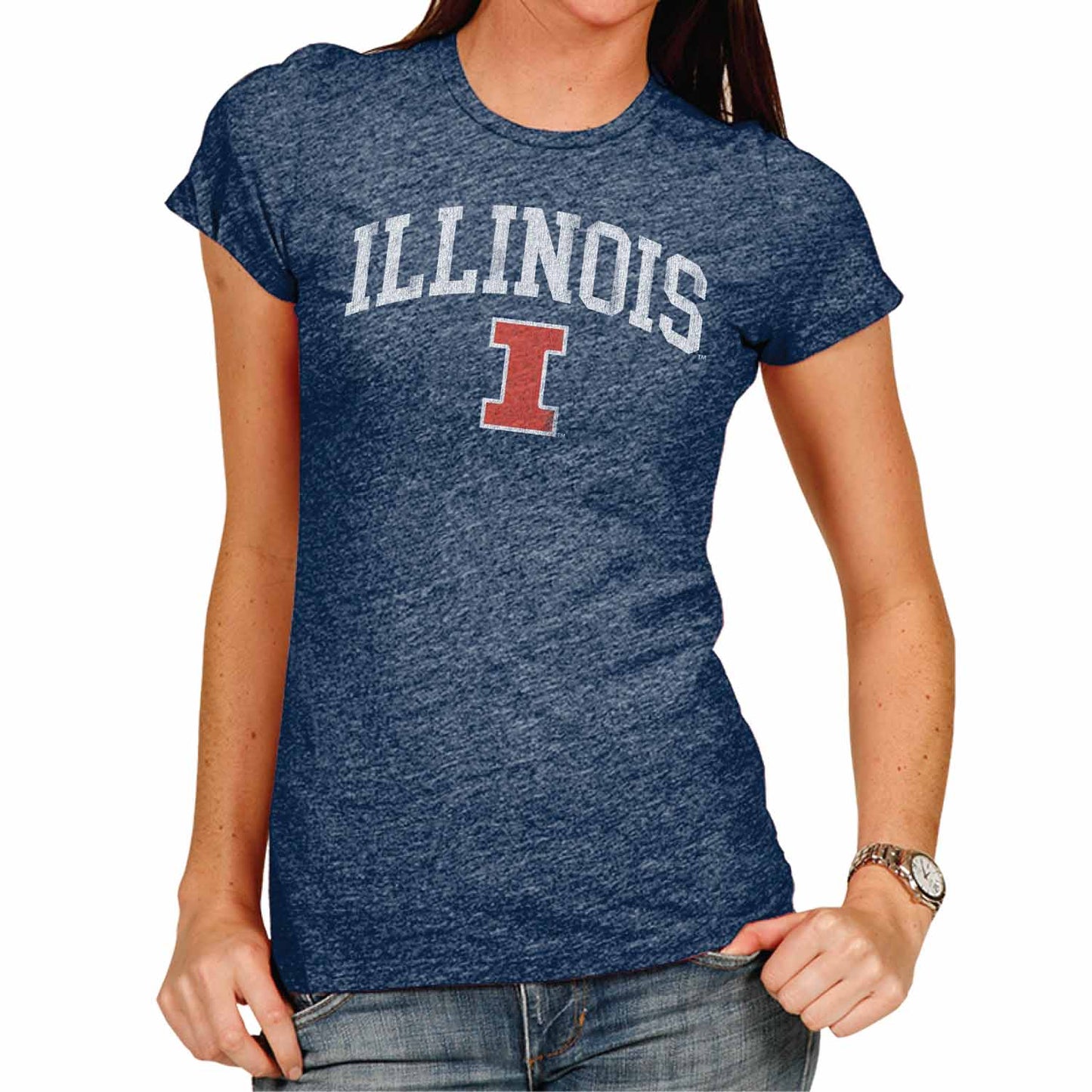 Illinois Fighting Illini University Women's T-Shirt  - Navy