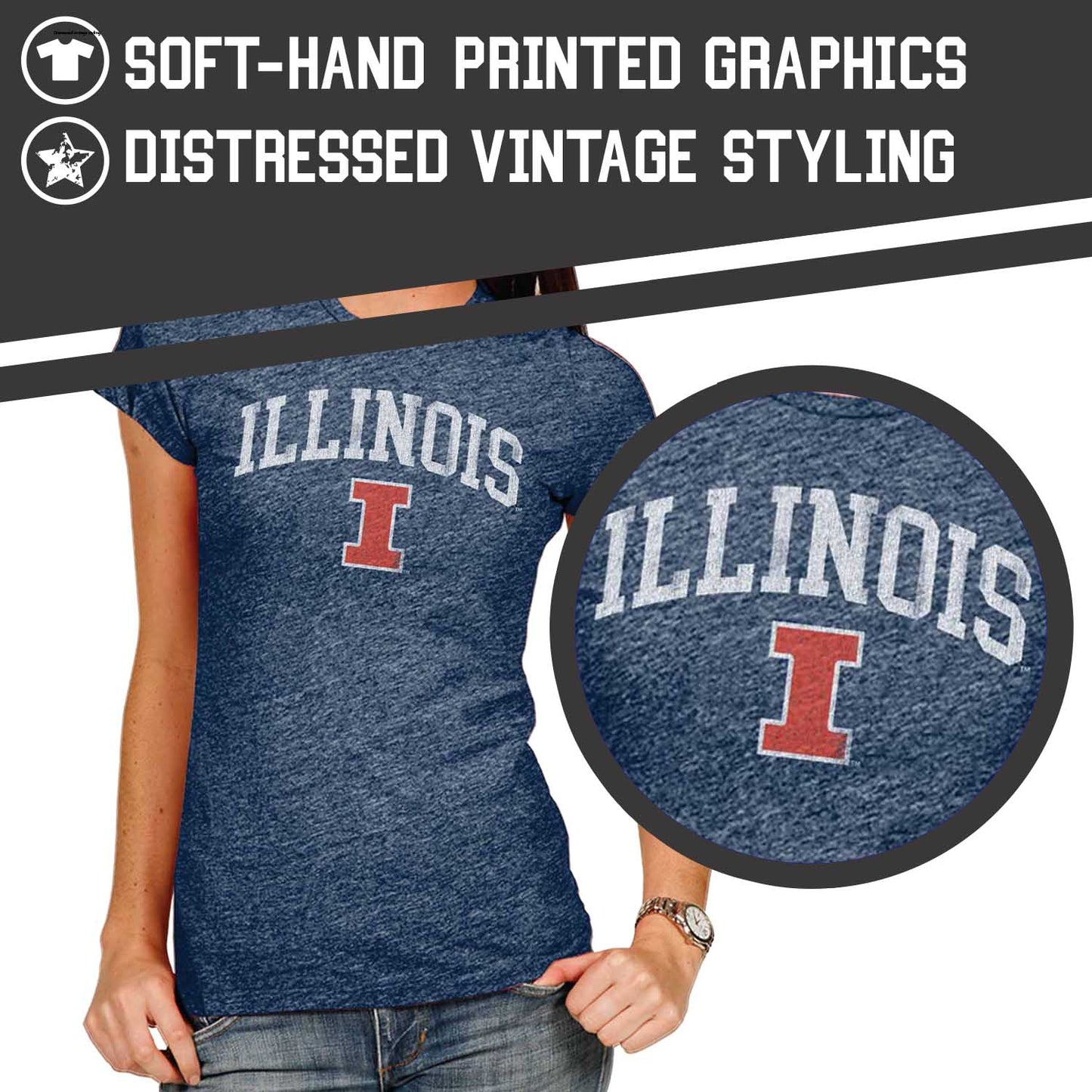 Illinois Fighting Illini University Women's T-Shirt  - Navy