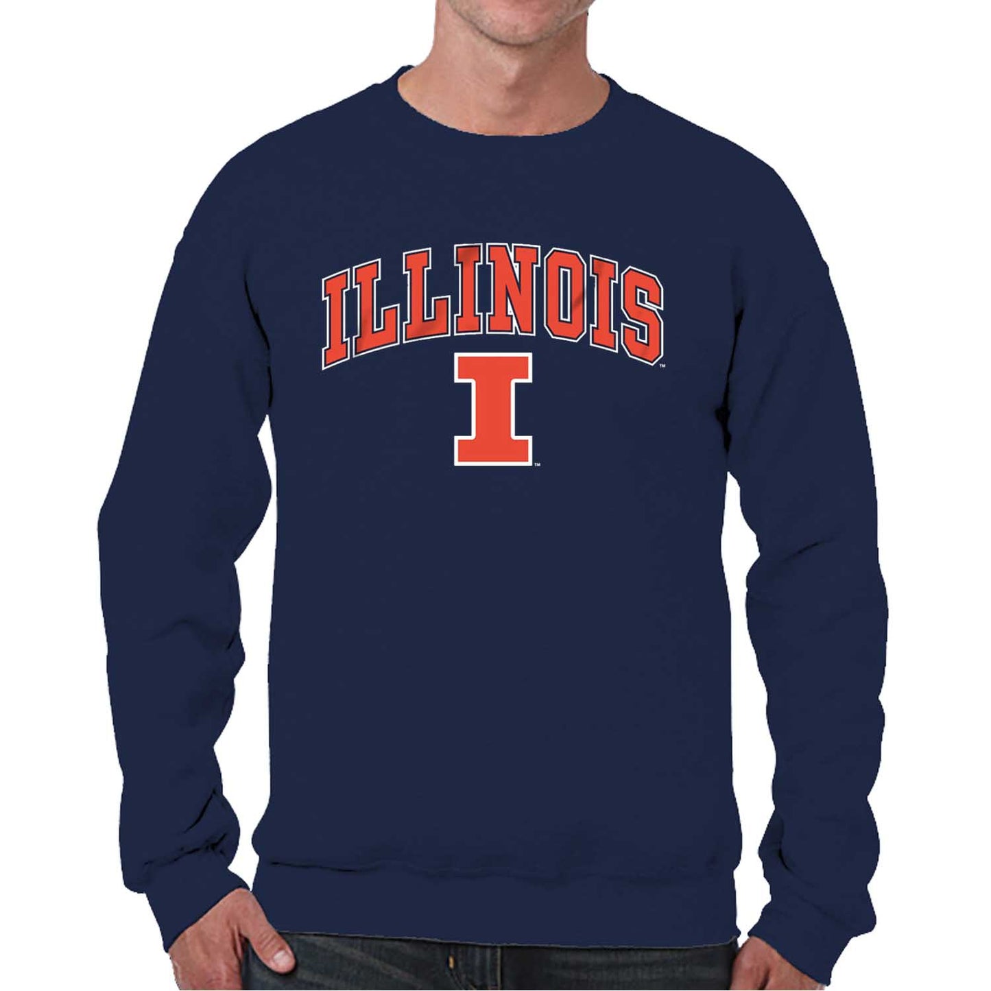 Illinois Fighting Illini Adult Arch & Logo Soft Style Gameday Crewneck Sweatshirt - Navy