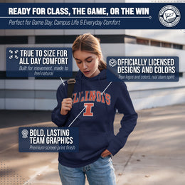 Illinois Fighting Illini Adult Arch & Logo Soft Style Gameday Hooded Sweatshirt - Navy
