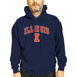 Illinois Fighting Illini Adult Arch & Logo Soft Style Gameday Hooded Sweatshirt - Navy