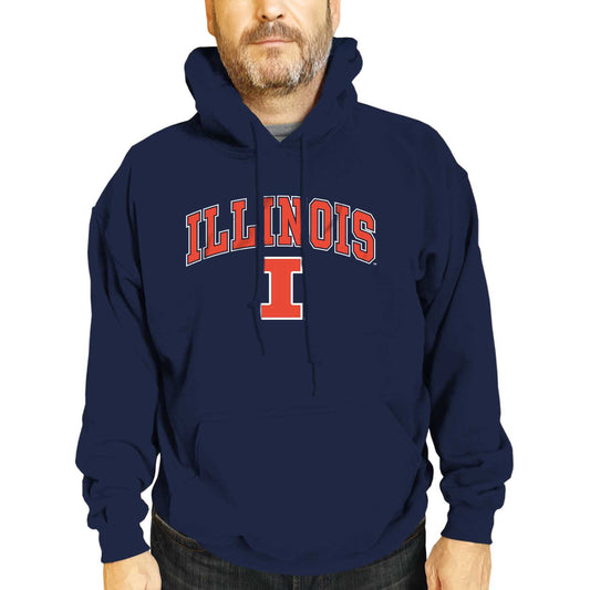 Illinois Fighting Illini Adult Arch & Logo Soft Style Gameday Hooded Sweatshirt - Navy