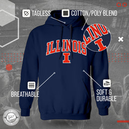 Illinois Fighting Illini NCAA Adult Tackle Twill Hooded Sweatshirt - Navy
