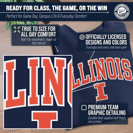 Illinois Fighting Illini Adult Tackle Twill Crewneck - Navy