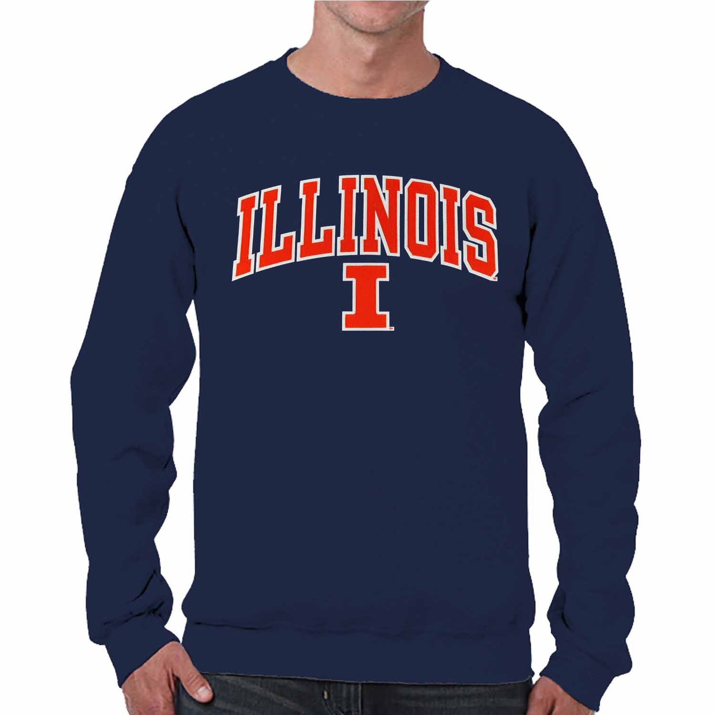Illinois Fighting Illini Adult Tackle Twill Crewneck - Navy