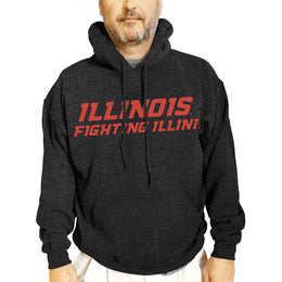 Illinois Fighting Illini NCAA Adult Cotton Blend Charcoal Hooded Sweatshirt - Charcoal
