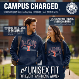 Illinois Fighting Illini NCAA Adult Unisex Overtime Classics Hooded Fleece Sweatshirt - Navy
