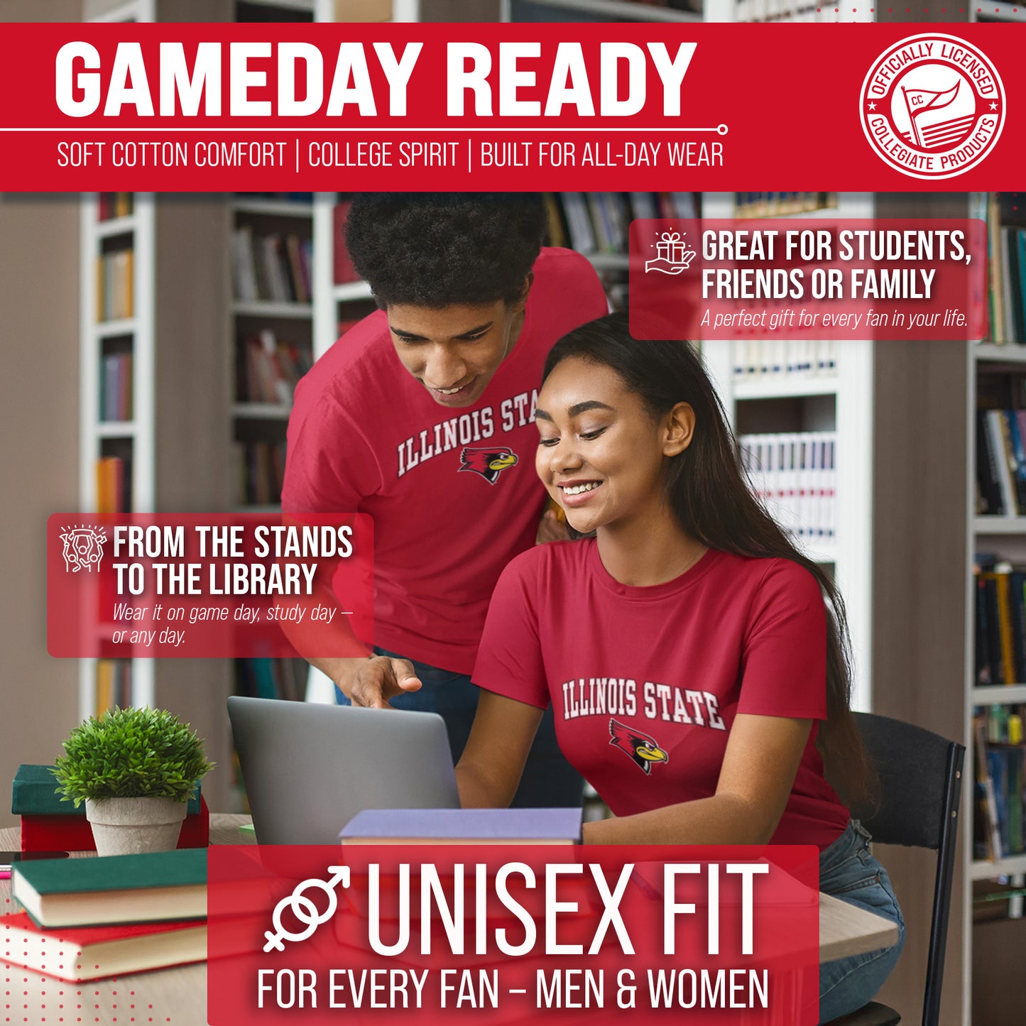 Illinois State Redbirds NCAA Adult Gameday Cotton T-Shirt - Red