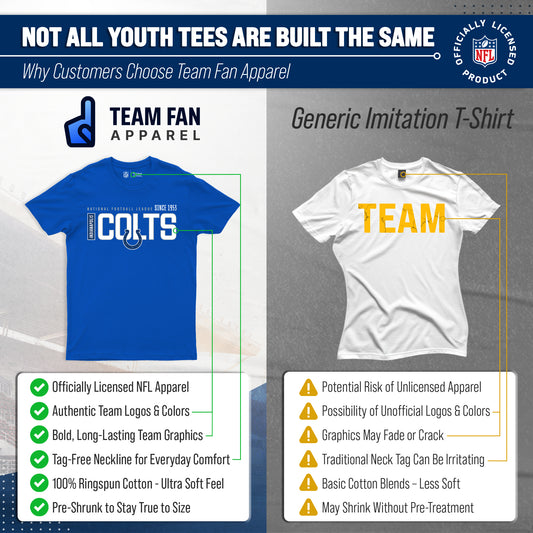 Indianapolis Colts NFL Youth Modern Endzone Football T-Shirt Unisex Tag Free Comfortable - Royal