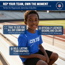 Indianapolis Colts NFL Youth Modern Endzone Football T-Shirt Unisex Tag Free Comfortable - Royal