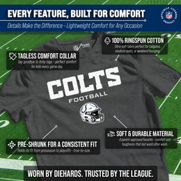 Indianapolis Colts NFL Youth Football Helmet Tagless T-Shirt - Charcoal