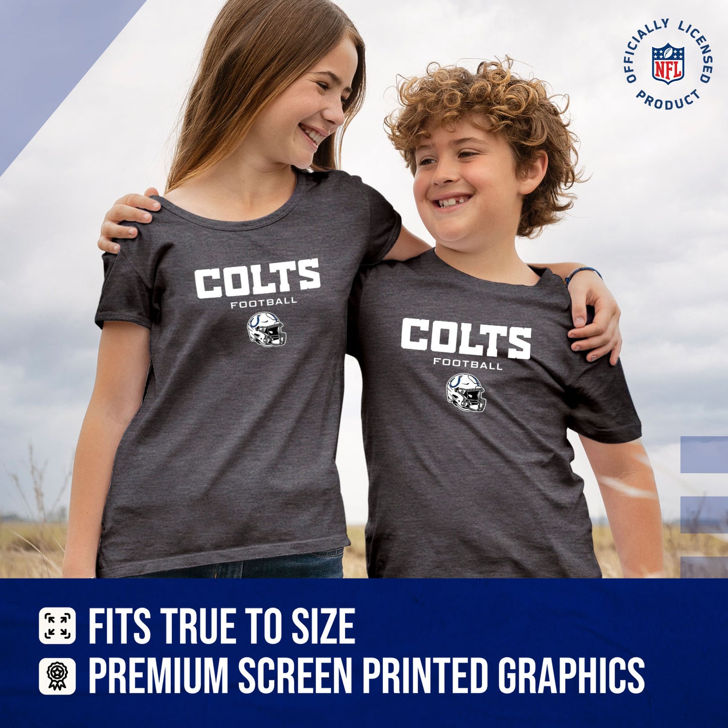 Indianapolis Colts NFL Youth Football Helmet Tagless T-Shirt - Charcoal