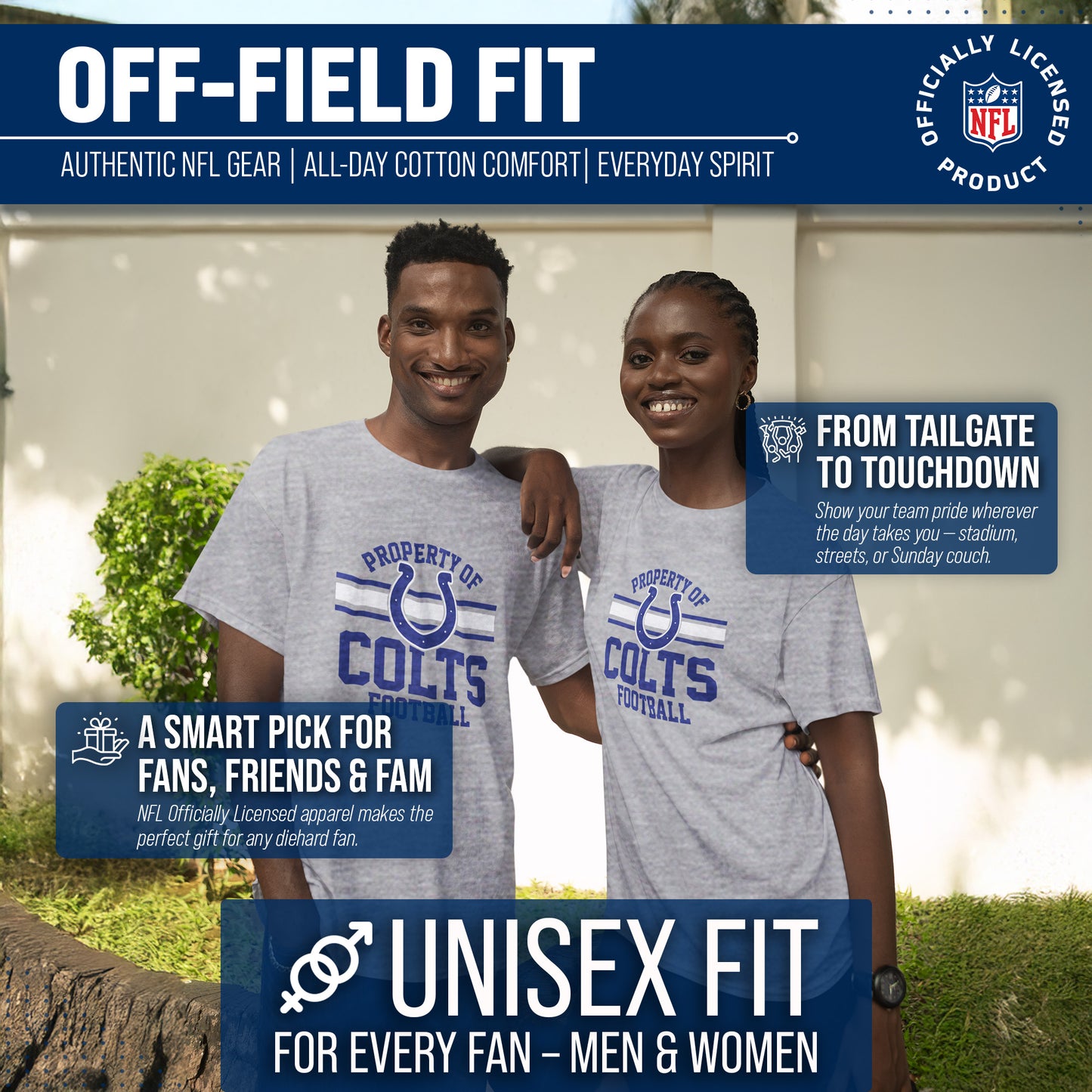 Indianapolis Colts NFL Adult Property Of T-Shirt - Sport Gray