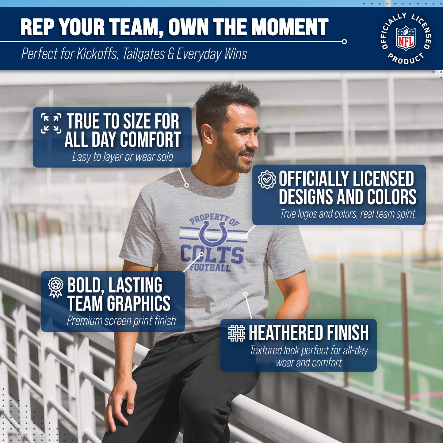 Indianapolis Colts NFL Adult Property Of T-Shirt - Sport Gray