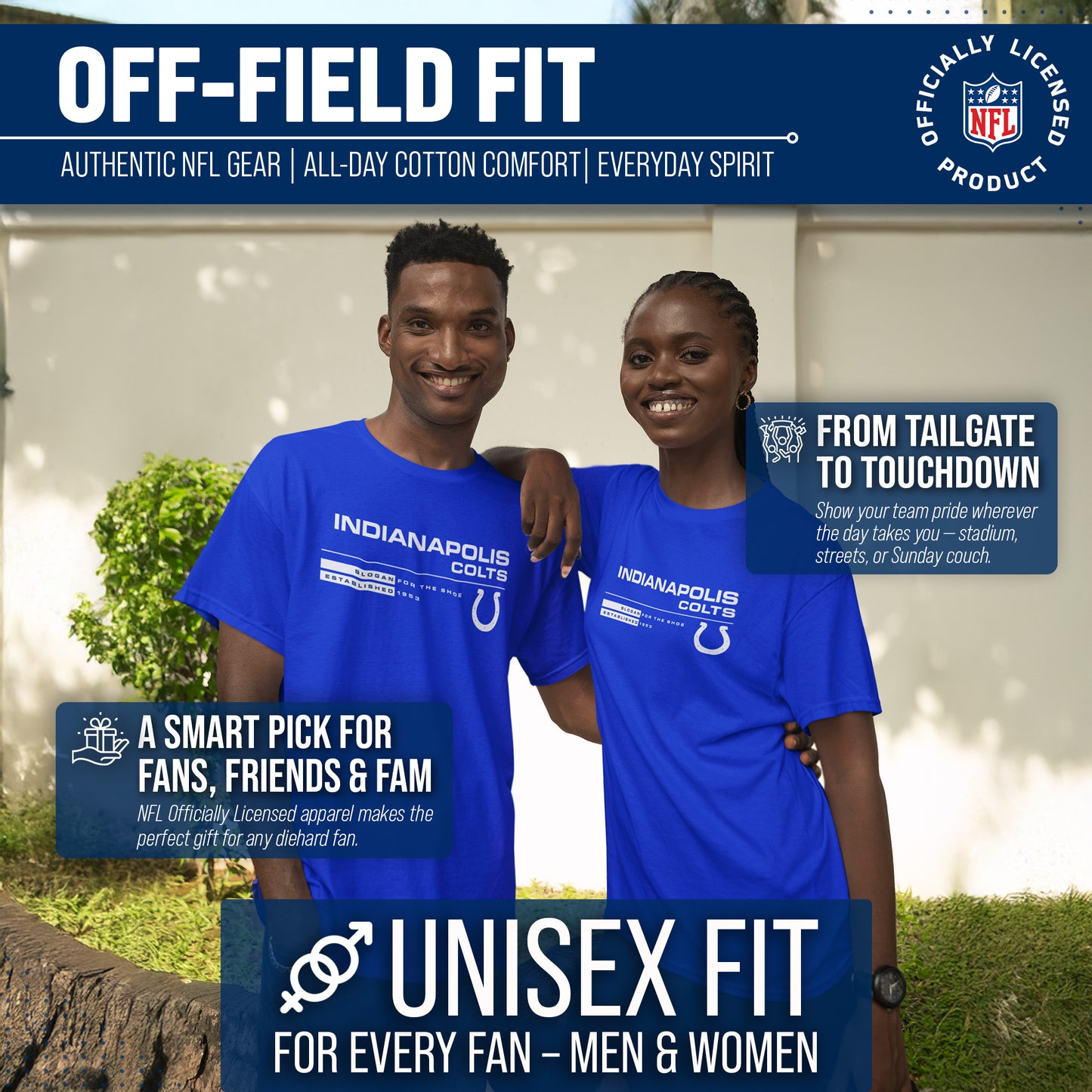 Indianapolis Colts Adult NFL Speed Stat Sheet T-Shirt - Royal