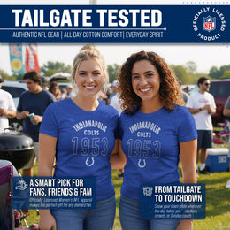 Indianapolis Colts NFL Womens Big Date Tag-Less T-Shirt - Royal Heather