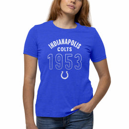 Indianapolis Colts NFL Womens Big Date Tag-Less T-Shirt - Royal Heather