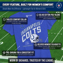Indianapolis Colts NFL Womens Distressed Helmet Tag-Less Soft T-Shirt - Royal Heather