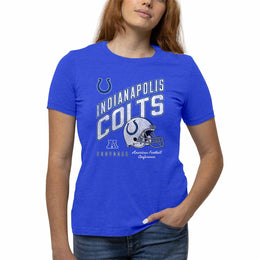 Indianapolis Colts NFL Womens Distressed Helmet Tag-Less Soft T-Shirt - Royal Heather