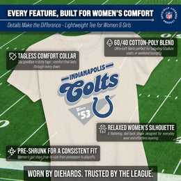Indianapolis Colts NFL Womens Vintage Charm Tag-Less Soft T-Shirt - Birch