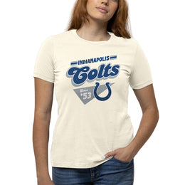 Indianapolis Colts NFL Womens Vintage Charm Tag-Less Soft T-Shirt - Birch