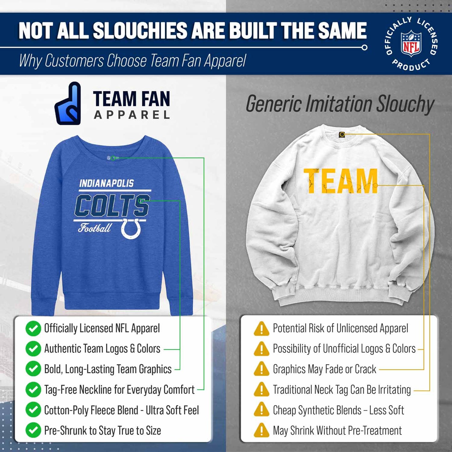 Indianapolis Colts NFL Womens Crew Neck Light Weight - Royal Heather
