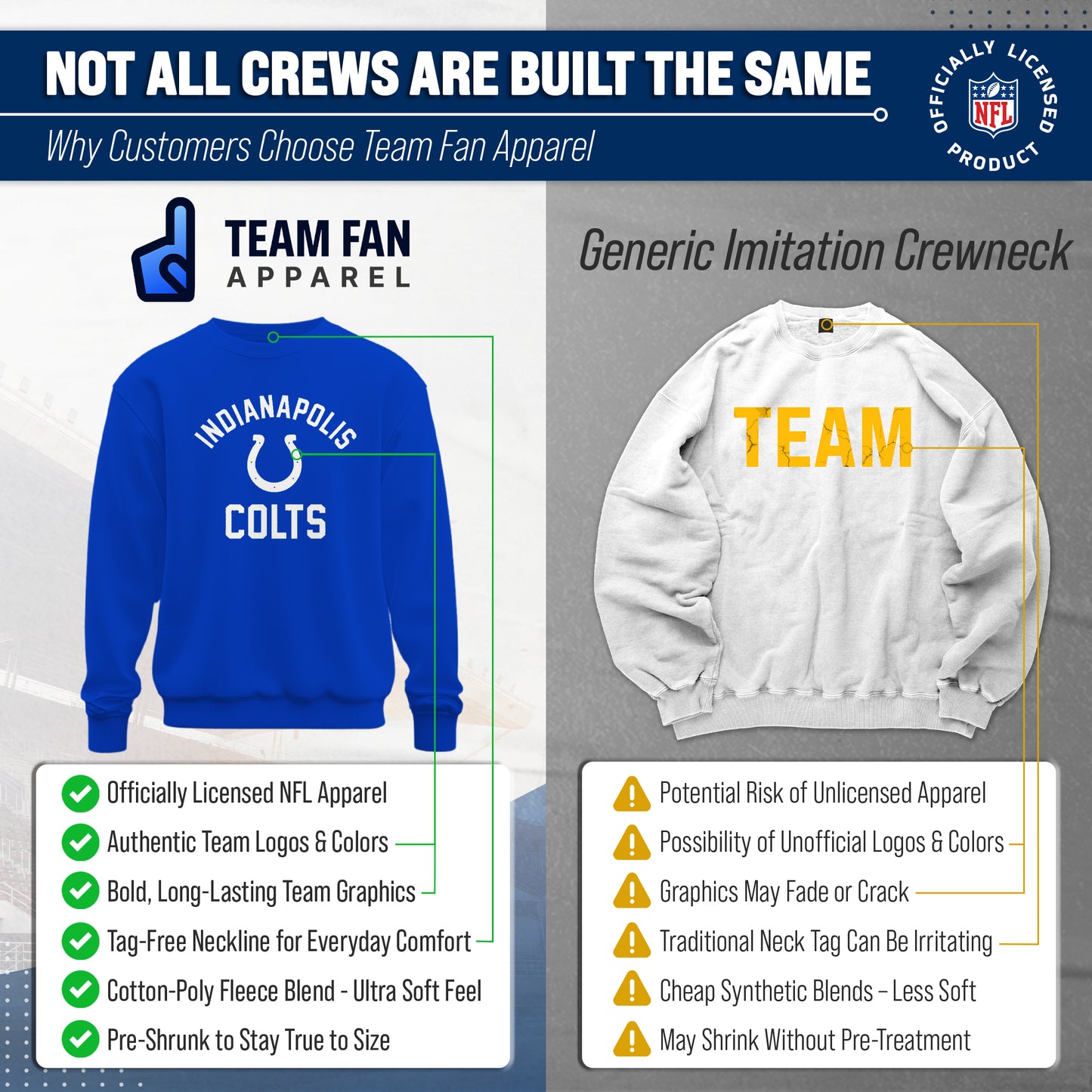Indianapolis Colts NFL Adult Gameday Football Crewneck Sweatshirt - Royal