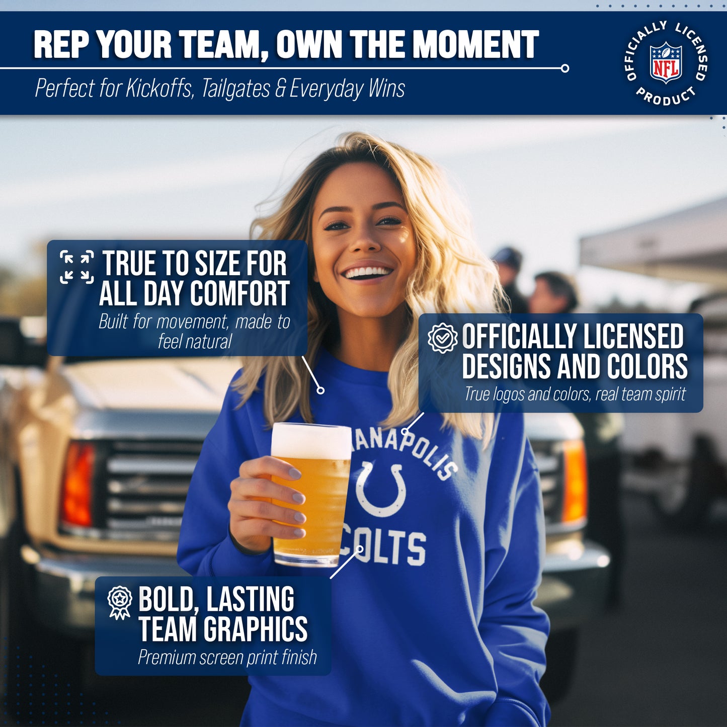 Indianapolis Colts NFL Adult Gameday Football Crewneck Sweatshirt - Royal