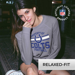 Indianapolis Colts NFL Womens Property of Lighweight Crew Neck - Sport Gray
