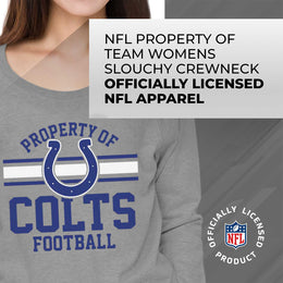 Indianapolis Colts NFL Womens Property of Lighweight Crew Neck - Sport Gray