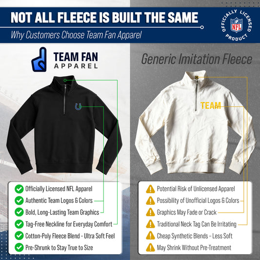 Indianapolis Colts NFL Adult Unisex Team Logo Quarter Zip Pullover Sweatshirt - Black