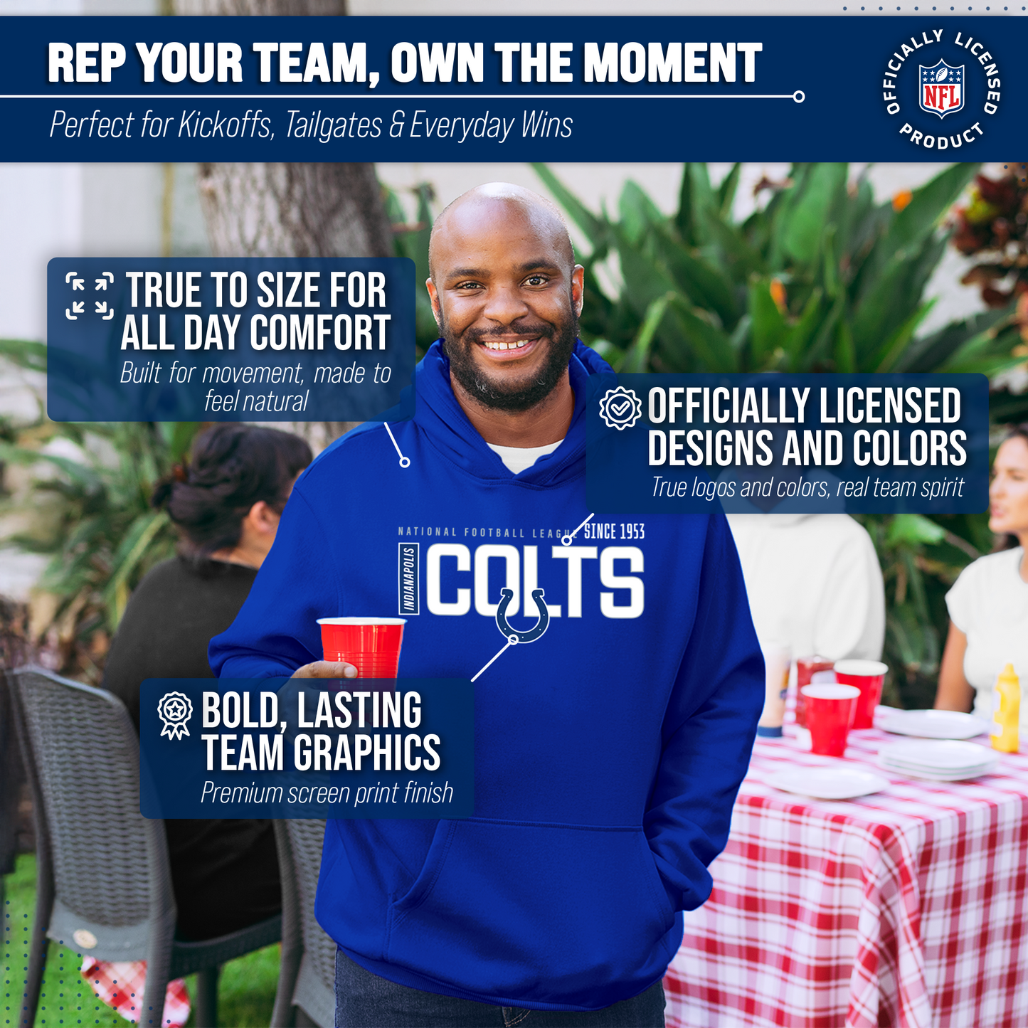 Indianapolis Colts NFL Adult Unisex Modern Endzone Soft Fleece Hooded Sweatshirt - Royal