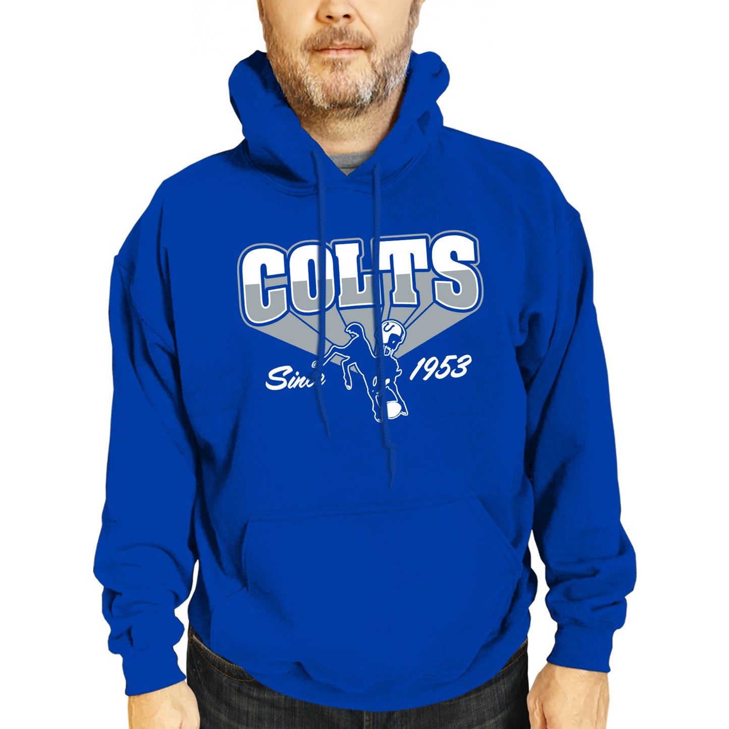 Indianapolis Colts NFL Adult Unisex Vintage Block Ultra Soft Fleece Hooded Sweatshirt - Royal