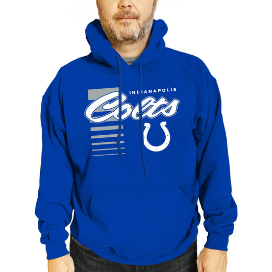 Indianapolis Colts NFL Adult Unisex Retro Script Ultra Soft Fleece Hooded Sweatshirt - Royal