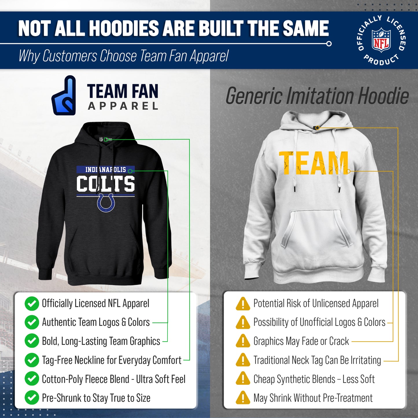 Indianapolis Colts NFL Adult Gameday Charcoal Hooded Sweatshirt - Charcoal