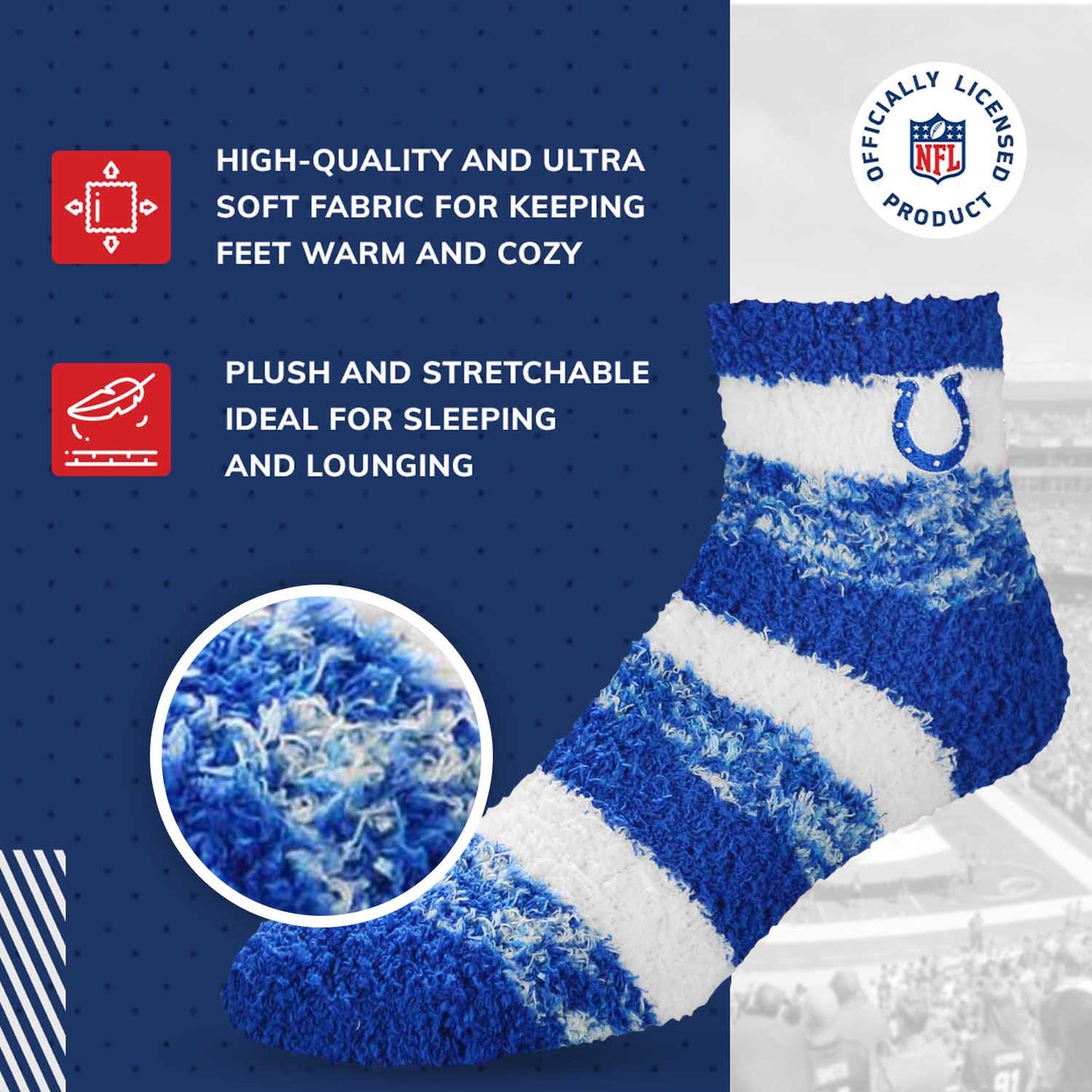Indianapolis Colts NFL Cozy Soft Slipper Socks - Royal
