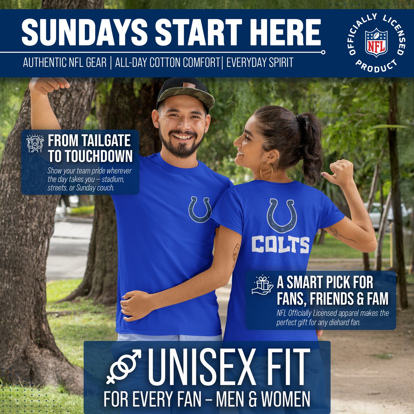 Indianapolis Colts NFL Pro Football Final Countdown Adult Cotton-Poly Short Sleeved T-Shirt For Men & Women - Royal