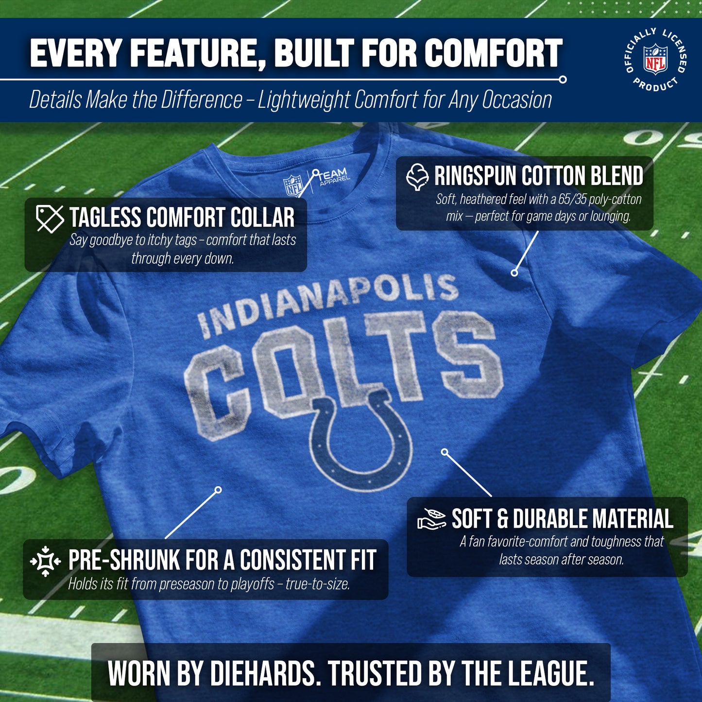 Indianapolis Colts NFL Starting Fresh Short Sleeve Heather T-Shirt - Royal