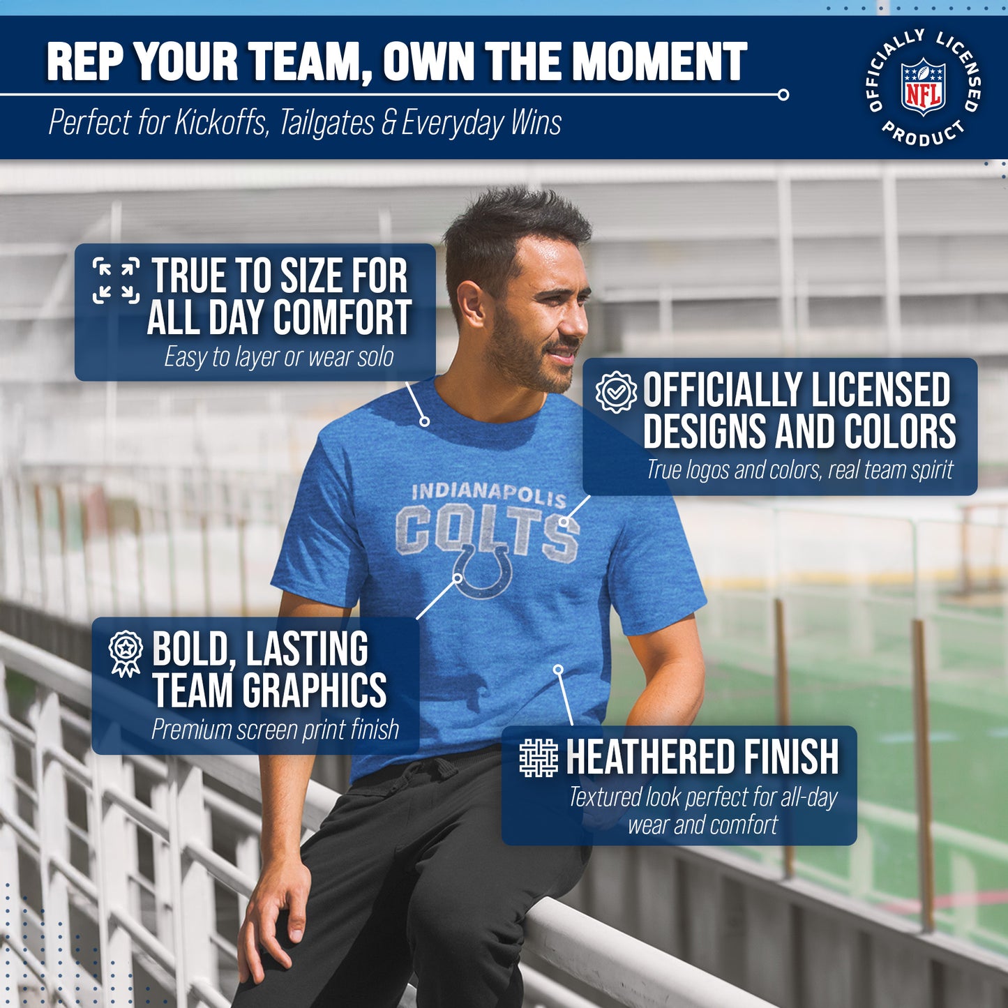 Indianapolis Colts NFL Starting Fresh Short Sleeve Heather T-Shirt - Royal