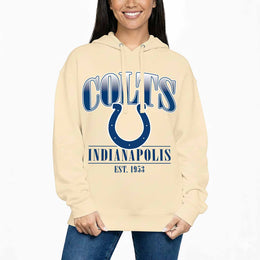 Indianapolis Colts Ladies NFL Starstruck Fleece Pullover Hooded Sweatshirt - Cream